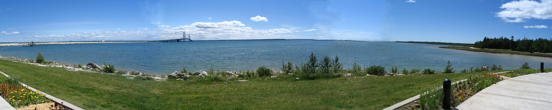 St. Ignace, MI: Wide angle view of the Straits and Big Mac