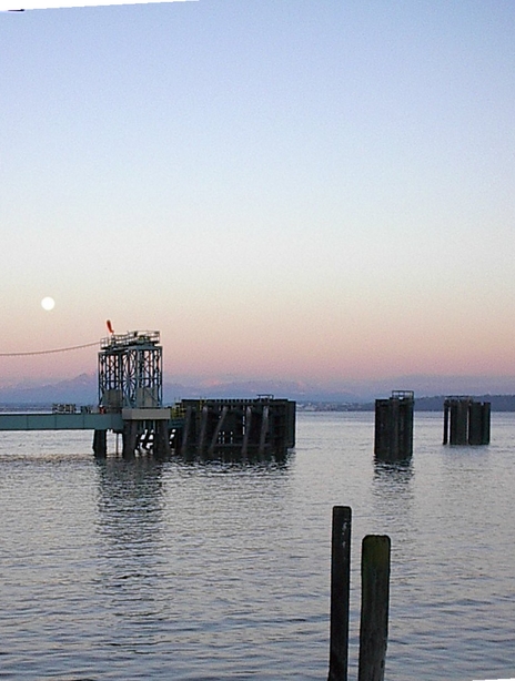Clinton, WA: February Blue Moon at the Clinton Ferry Terminal