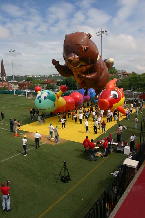 Hoboken, NJ Masy's Day balloon try outs at Stevens Institute in