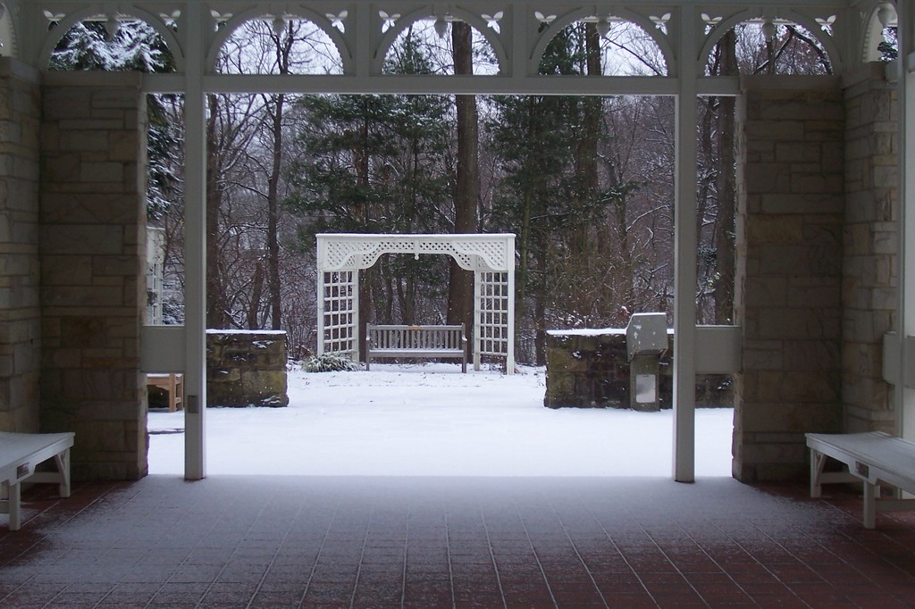 Youngstown, OH ROSE GARDEN VIEW FROM PAVILLION IN WINTER OF 2006