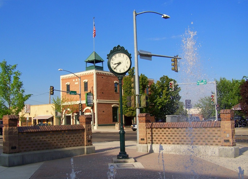 Meridian, ID: An early morning photo along Main Street from Generations Plaza. To see an entire gallery of Meridian photographs, visit the City of Meridian web site and click on "Photo Gallery"
