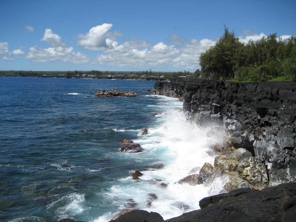 Hawaiian Paradise Park, HI: HPP coastline looking south from Kaloli point