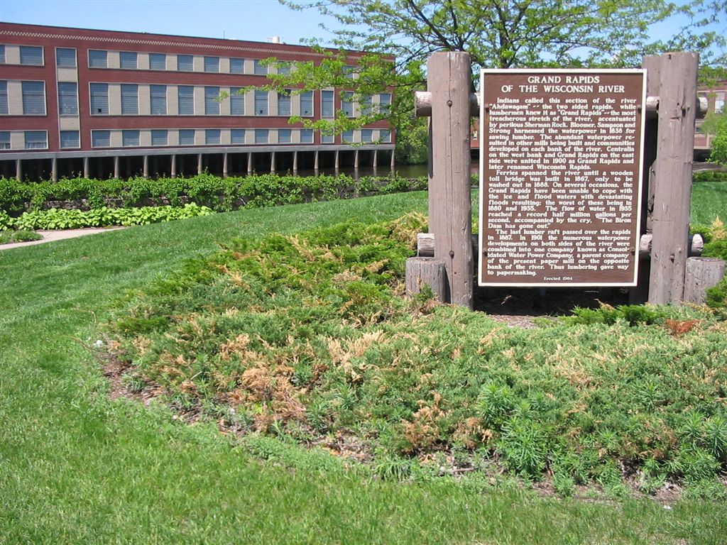Wisconsin Rapids, WI Historical marker by the Wisconsin River. photo