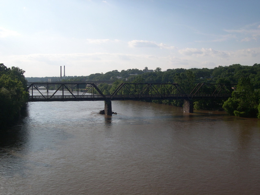 Danville, VA: Shot of Historical Southern Railway bridge now converted into a pedestrian walking trail across the Dan River