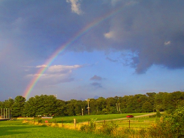 Sewanee, TN: Rainbow in Sewanee at the football field coming from Lake Cheston