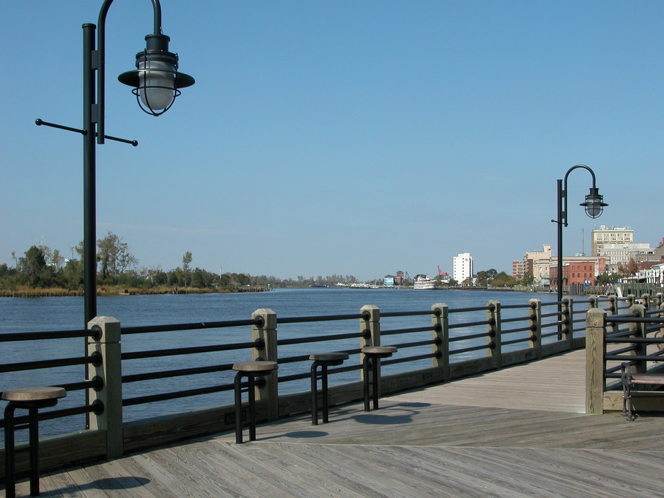 Wilmington, NC: Historic Downtown from Cape Fear River in Wilmington NC