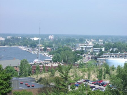 Grand Haven, MI: View of the city of Grand Haven from atop 5 mile hill.