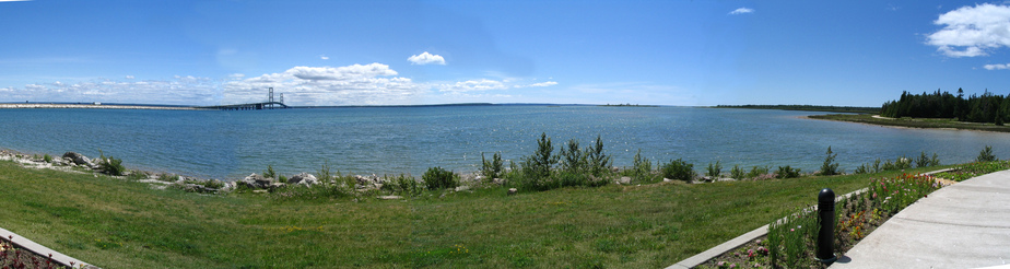 St. Ignace, MI: A pan view of the Straits of Mackinac...from da U.P.
