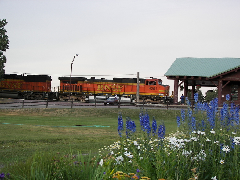 East Glacier Park Village, MT: BNSF Train at Amtrak Station, East Glacier Park, MT