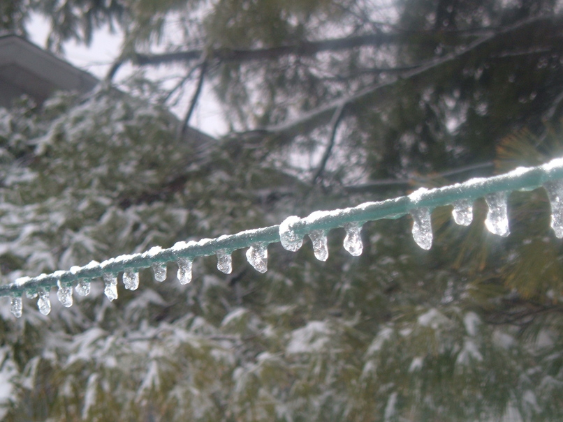 Keokuk, IA: The neighbor's clothes line after an ice storm