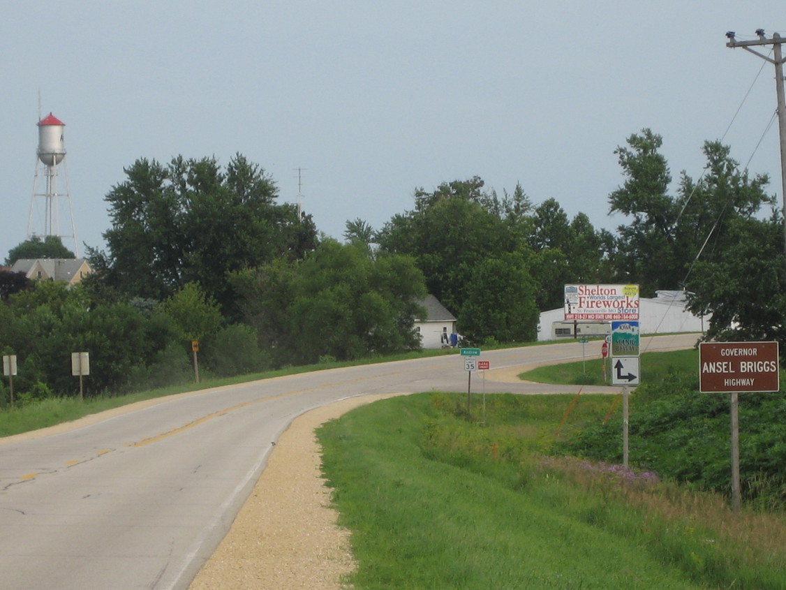 Andrew, IA: This picture was taken coming into Andrew, Iowa from the east on highway 62. It's a pretty little entrance coming into town which is tree filled, cozy and inviting.