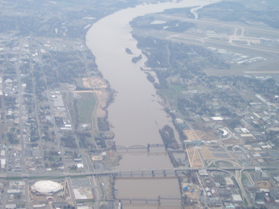 Little Rock, AR: The "Arkansas River" divides North Little Rock (left) and Little Rock, AR