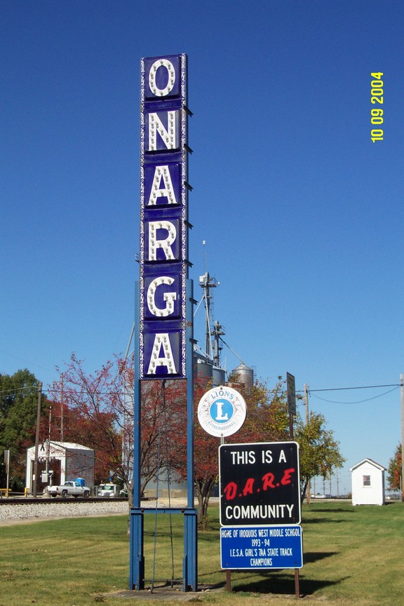 Onarga, IL: Lighted Onarga Town Sign