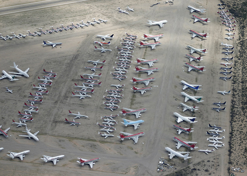 Marana, AZ: An aerial overview of the Aircraft Graveyard near Marana Arizona