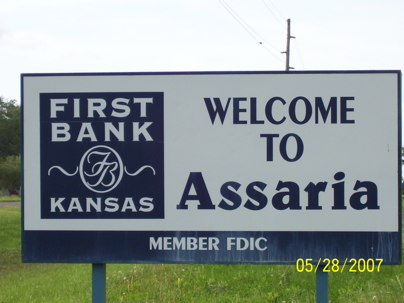 Assaria, KS: Assaria Sign (Outside Assaria Kansas).