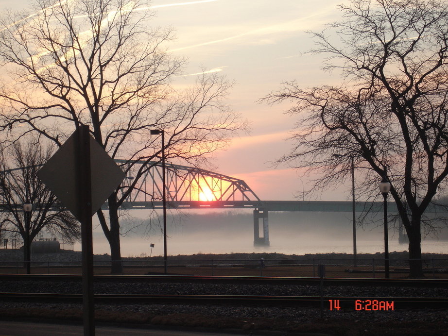 Muscatine, IA: The Muscatine Bridge at Sunrise