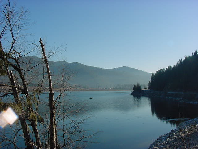 Priest River, ID: Daily View of Pend Oreille River with Priest River in background