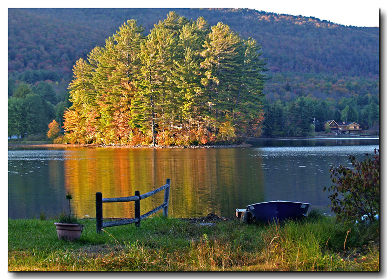 Wells, NY Autumn Island Glow photo, picture, image (New York) at city