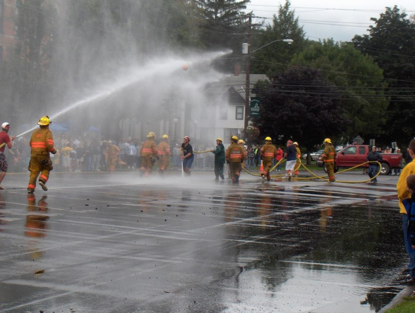 Greene, NY: Here is the famous Greene hose fight, a contest held every Labor Day Picnic