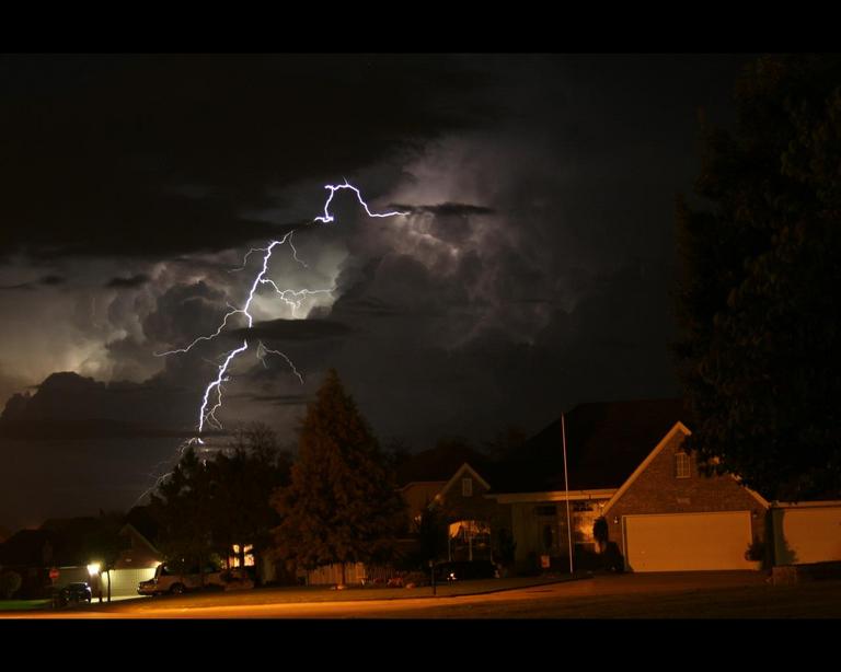 Broken Arrow, OK: Lightning from a storm 30 miles away from Broken Arrow