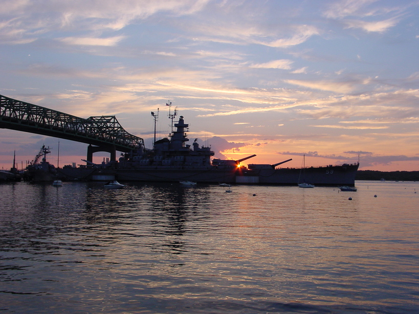 Fall River, MA: The Battle ship at sunset July 4th 2006