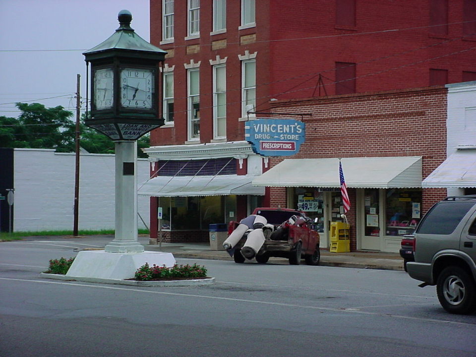 Hampton, SC Downtown Hampton the clock and Vincent's Drugstore