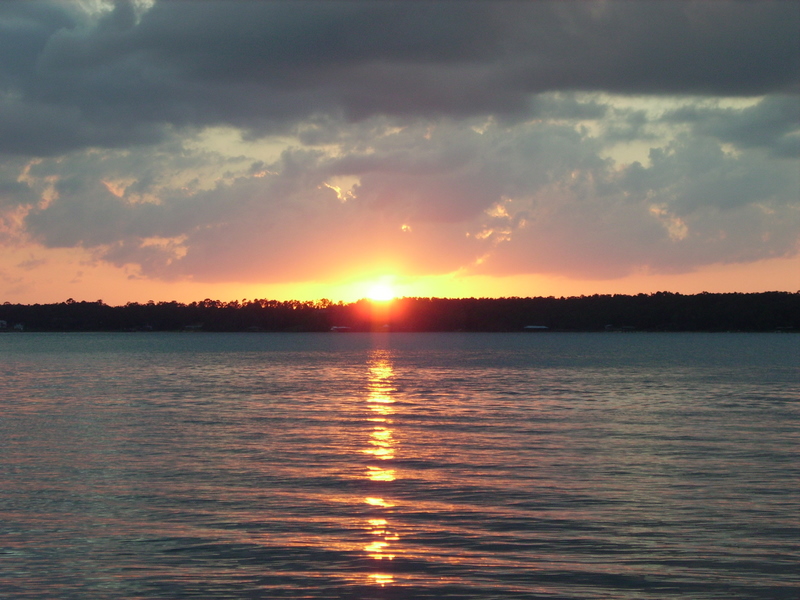 Northwest Escambia, FL: SUN SETTING INTO ALABAMA FROM THE STATE LINE AT THE LILLIAN BRIDGE