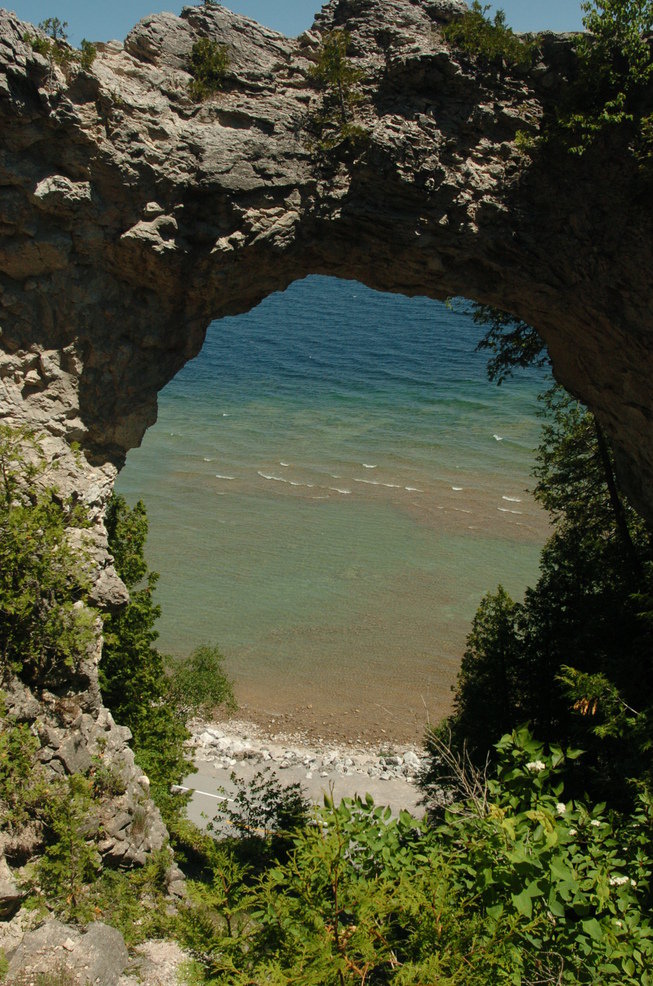 Mackinac Island, MI: Arch Rock overlooking Lake Huron on Mackinac Island, Michigan.