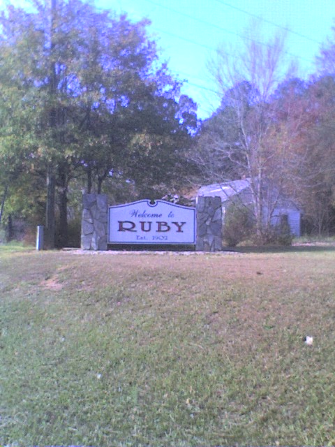 Ruby, SC: Ruby welcome sign on Hwy 9 from Chesterfield