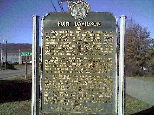 Pilot Knob, MO: Fort Davidson Historical Marker Front