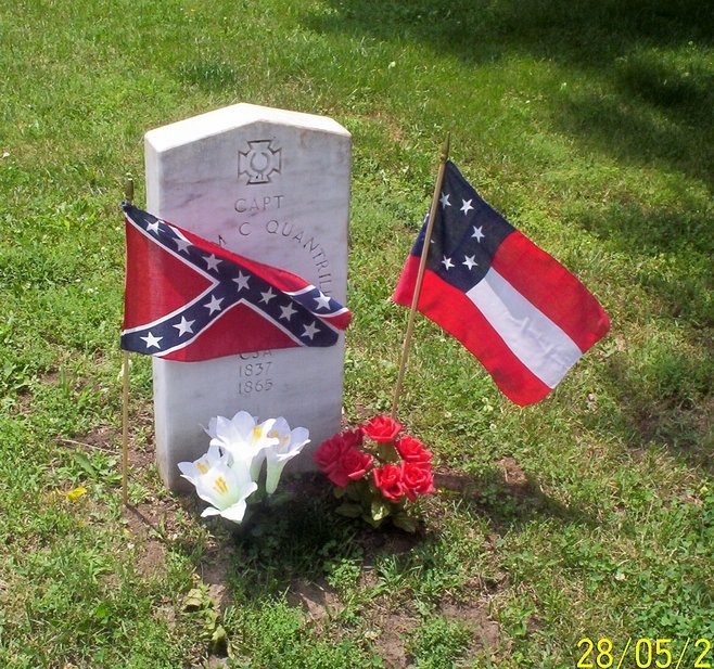 Higginsville, MO: Confederate Park in Higginsville. one of the burial places of Quantril