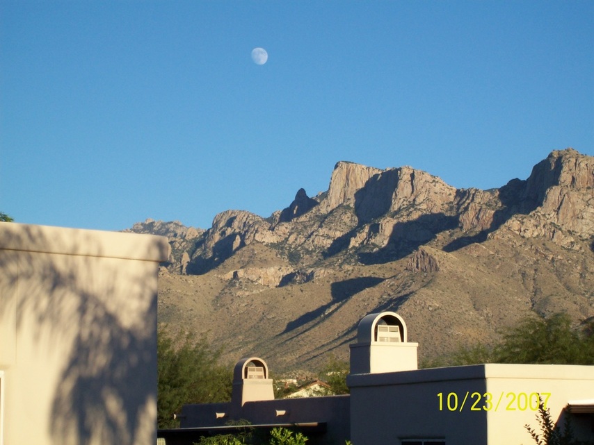 Tucson, AZ: moon over the Pusch Ridge