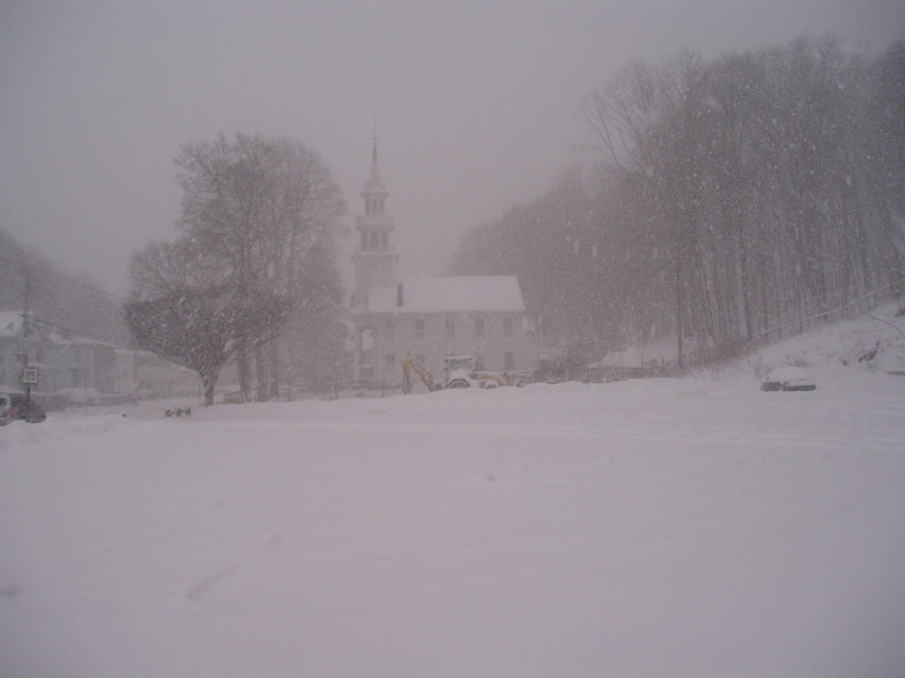 Derby, CT: Church on Derby Ave during a snow storm