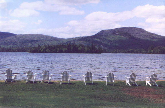 Long Lake, NY: Adirondack Chairs Along Long Lake, NY