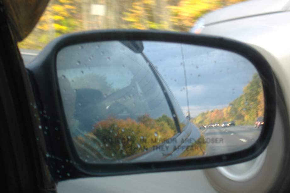 Argyle, NY: route 40 in side mirror...i call it Fall Is Closer Than It Appears
