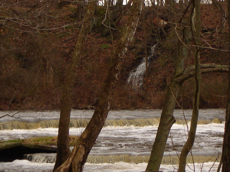 Rock Creek, OH: A view of Rock Creek with its water falls, from the Rotary Park near the center of town.