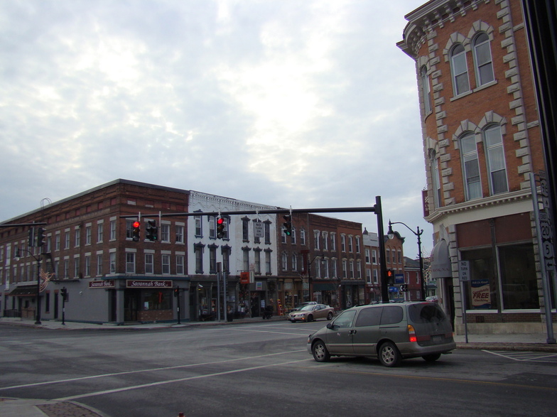 Waterloo, NY: Downtown building at corner of Main and Virginia Streets