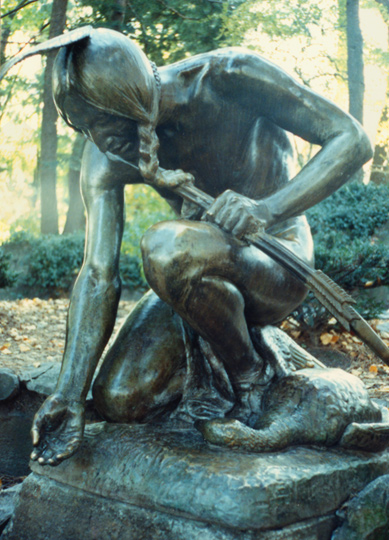 Arlington, MA: Native American statue by Cyrus Dallin, Arlington Center Town Hall