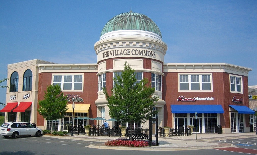 Wesley Chapel, NC: Entrance into the first phase of the Village Commons Shopping Center.