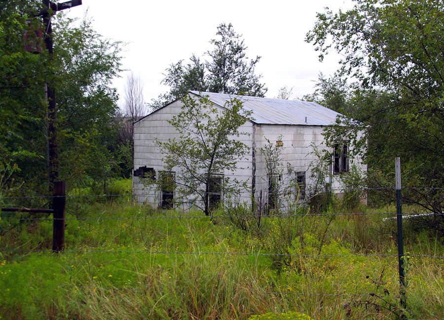 Pampa, TX LAST REMAINING BUILDINGS of the Bowers City Plant crumble among shrubs and brush