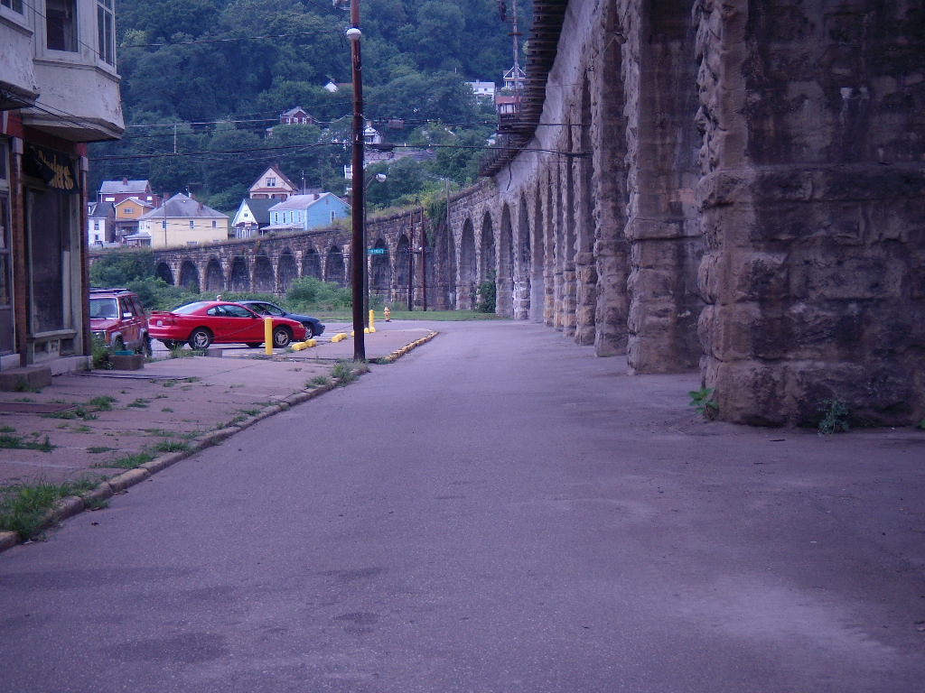 Bellaire, OH: View of the Stone Bridge from 31st & Union Streets