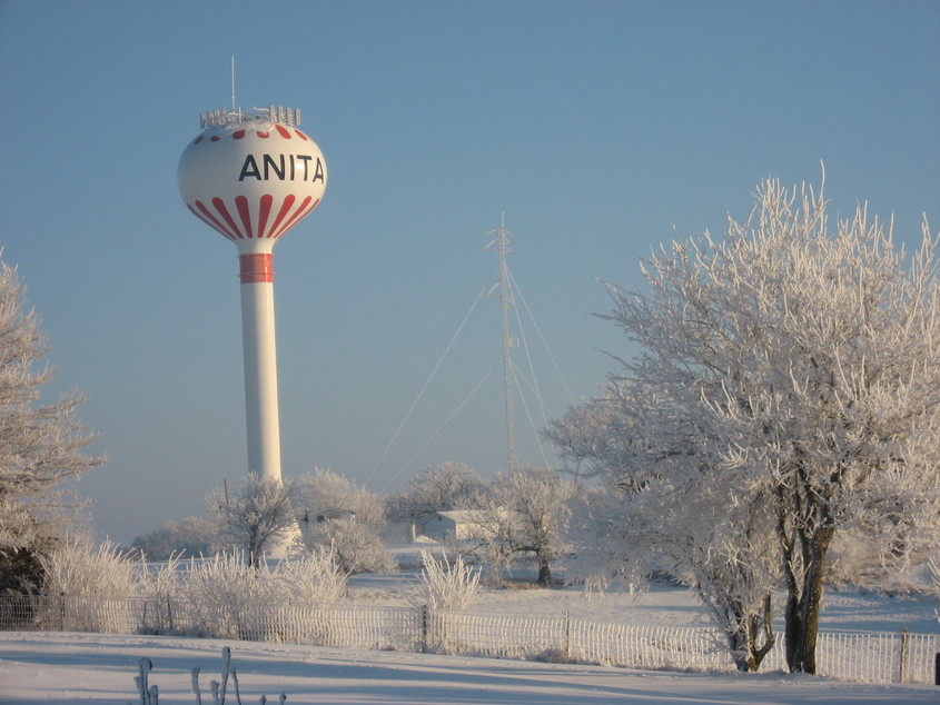 Anita, IA: Water Tower on A Frosty morning