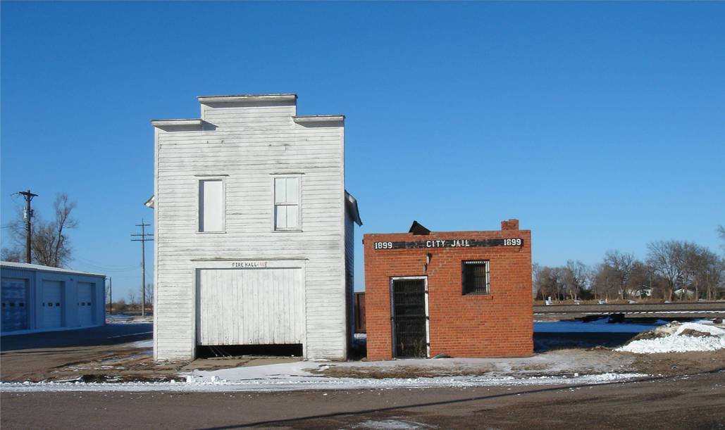 Glenvil, NE: Old Fire Station and Jail Building (Jail from 1899). January 2008