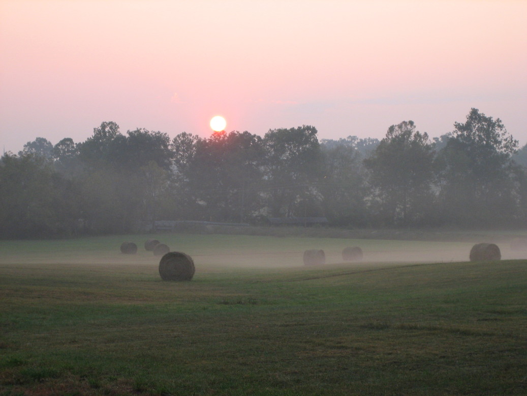 Greeneville, TN: Baileyton town near Greeneville sunrise during hay season