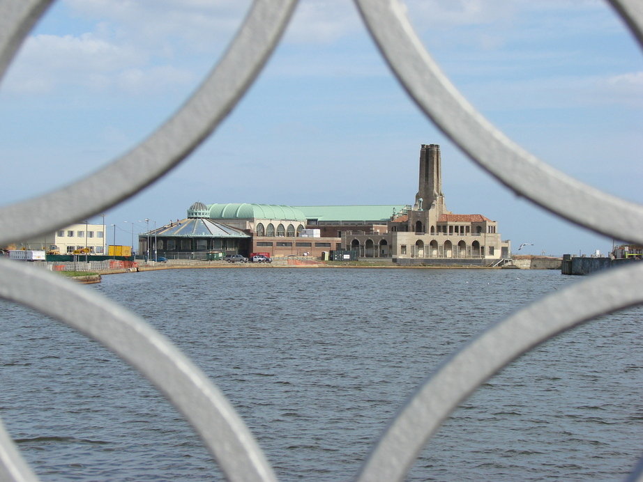 Asbury Park, NJ: Carousel House & boardwalk from the footbridge