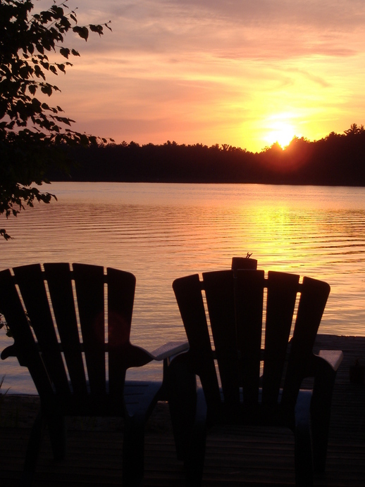 Tomahawk, WI: Sunset over Crystal Lake in Tomahawk WI