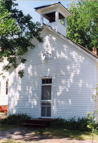 Mitchell, SD: Dakota Discovery Museum: Sheldon School from Ravennia Township is one of 4 historical buildings on the musuem grounds. It was built in 1885 and is a one room school house.