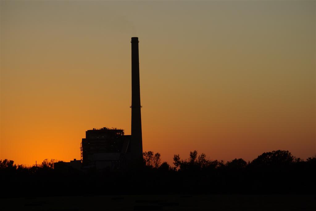 Gentry, AR: The Flint Creek Power Plant at sunset