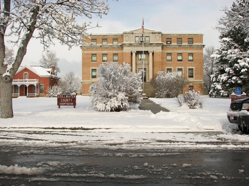 Columbus, MT: Stillwater County Courthouse in Winter time