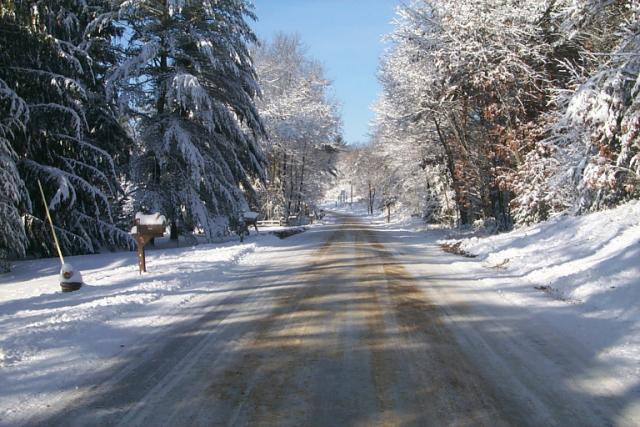 Mount Morris, WI: Fresh snow on a rural road in Mt. Morris, Wisconsin